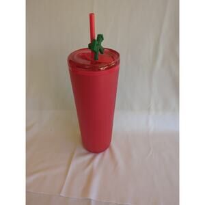 Starbucks 2025 Holiday Tumbler/Straw 24oz - Matte Red Hard Plastic